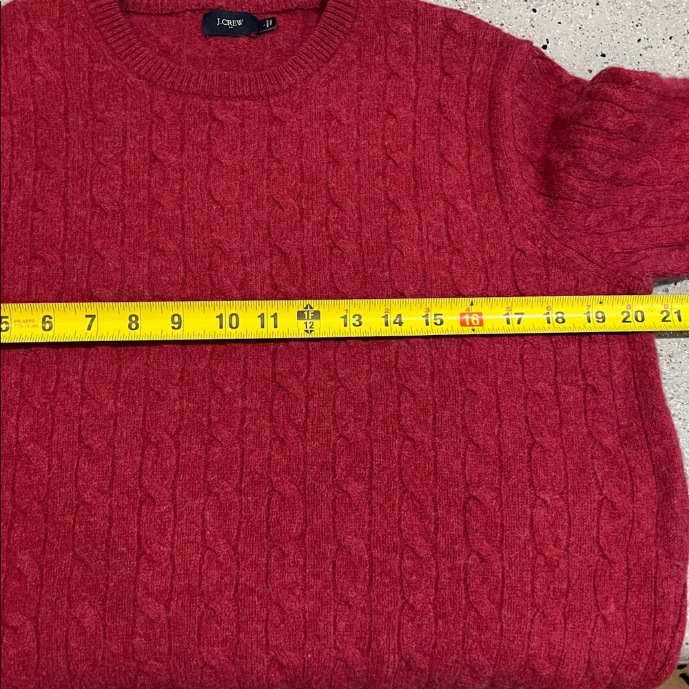 J. CREW FACTORY MENS LAMBS WOOL CABLE KNIT CREW NECK SWEATER RED SIZE LARGE - Picture 10 of 12